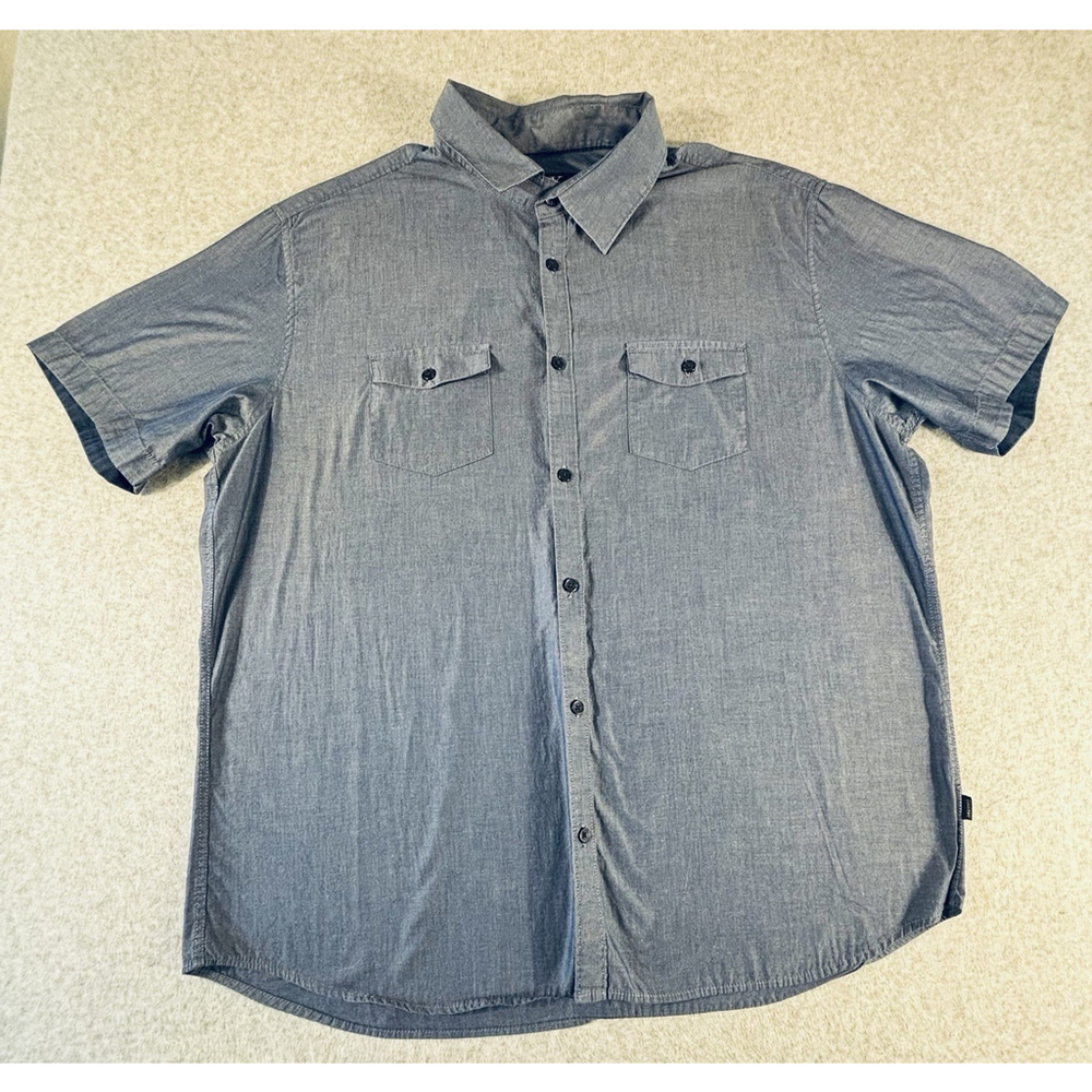 Calvin Klein Jeans Shirt Mens‎ XL Blue Short Sleeve Button Front Chambray Casual